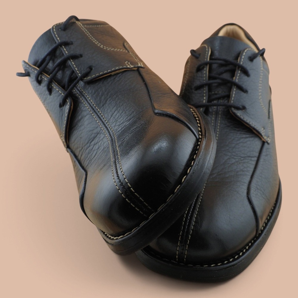 Johnston & Murphy Mens Black Leather Bicycle Toe Oxfords 20-7222 Size 10 M